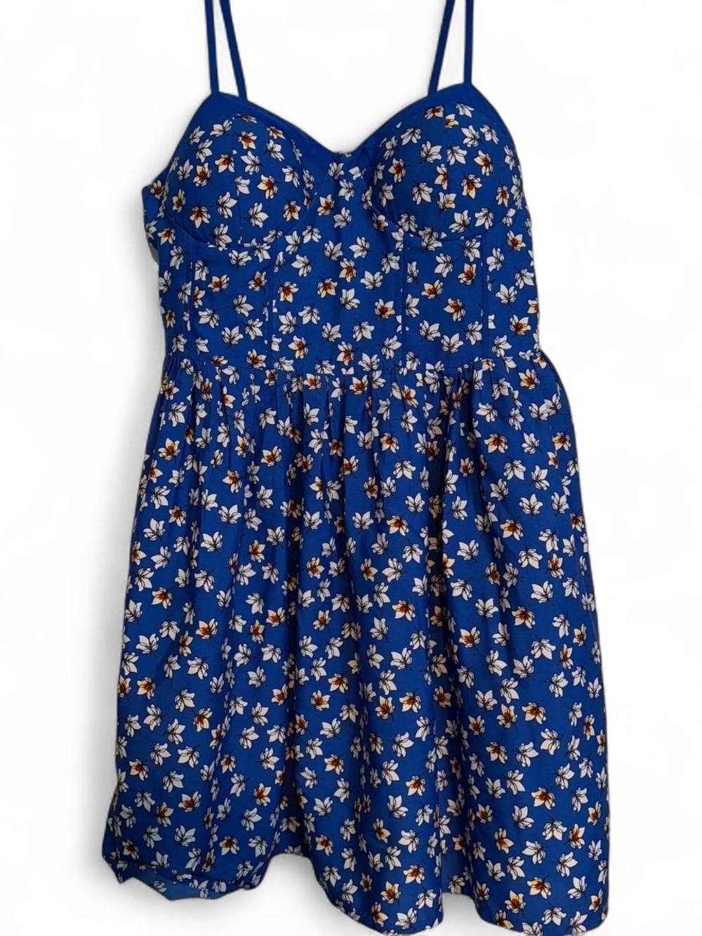 Blue Floral Mini Dress with Spaghetti Straps